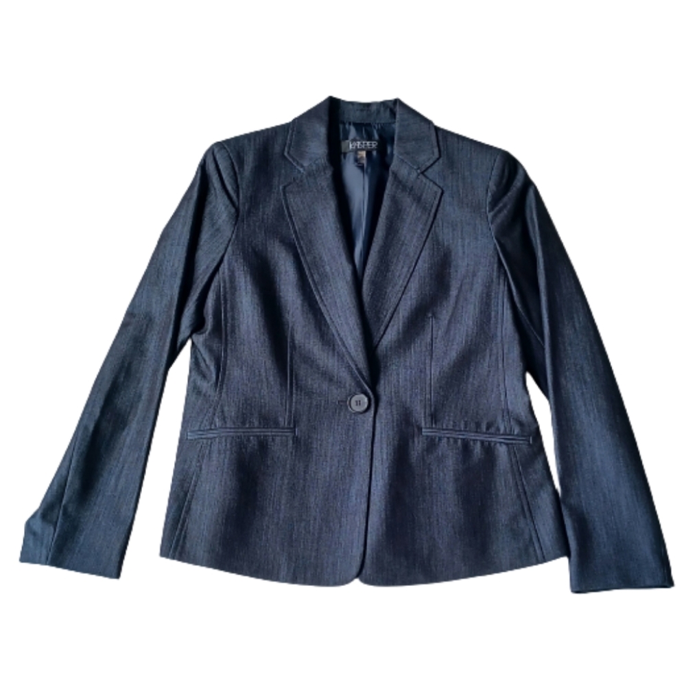 KASPER Women's One-button Gray Blazer Size 8
